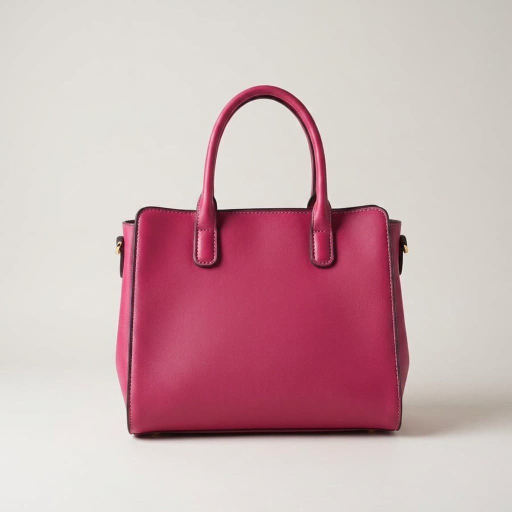 Magenta structured leather handbag on a clean light studio background